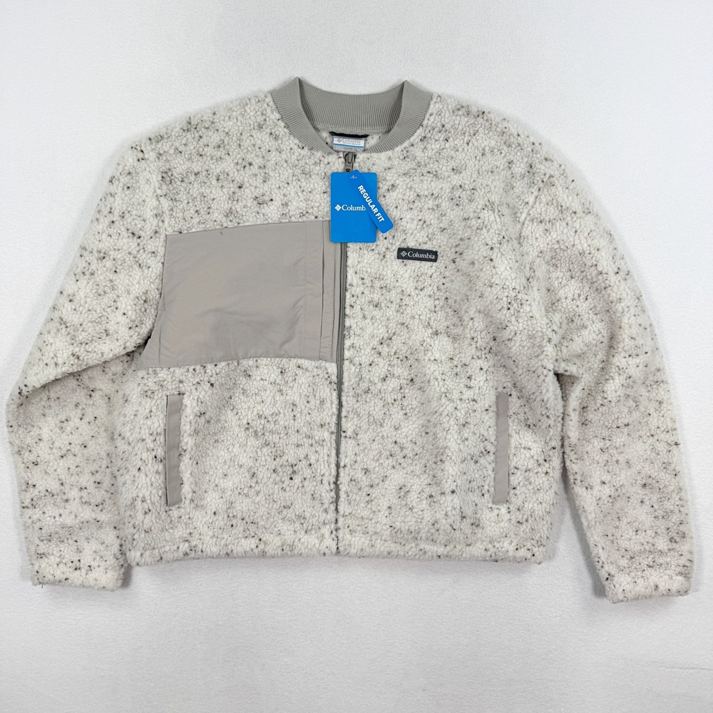 Columbia Stellar Path Fleece Bomber Jacket / Size XL Womens / White Grey NEW